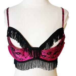 Victoria’s Secret sexy little thing half cup fringe bra sz L